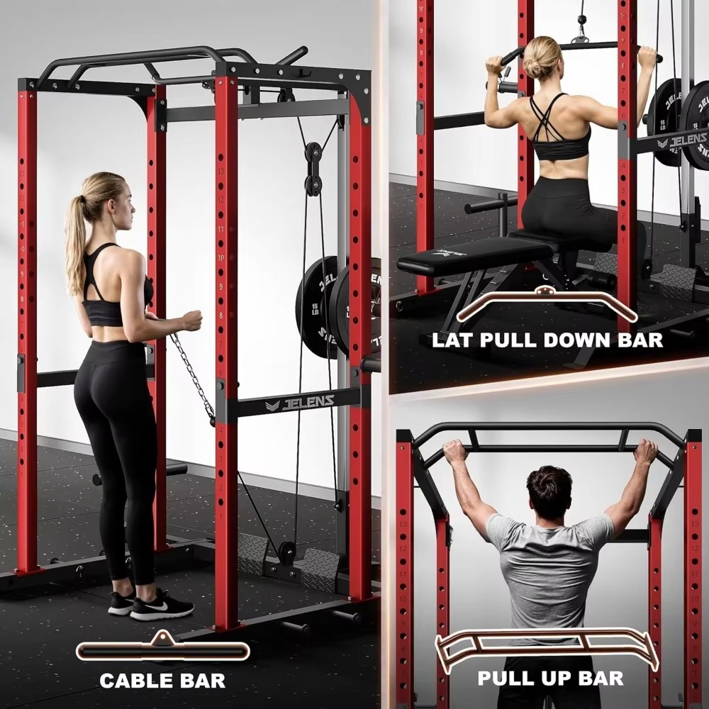 Home Gym Equipment Set - S21 Power Cage Multifunktionsgestell Verstellbares Kabelzugsystem