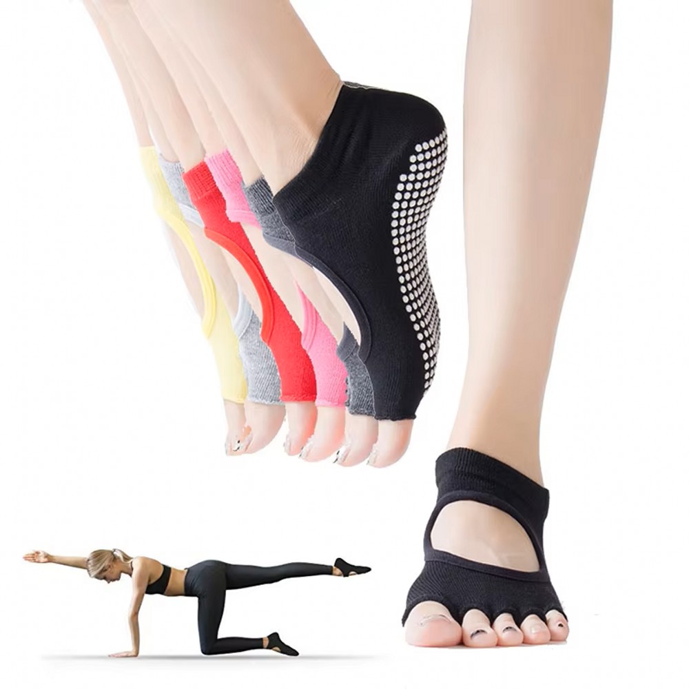 Home Gym Yoga - Rückenfreie Fünf-Zehen-Yoga-Socken, offene, atmungsaktive Fitness-Sportsocken für