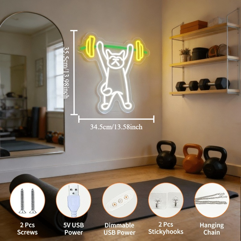 Katze beim Gewichtheben Neonsc – Home Gym Neon Sign Bewertung und Preis